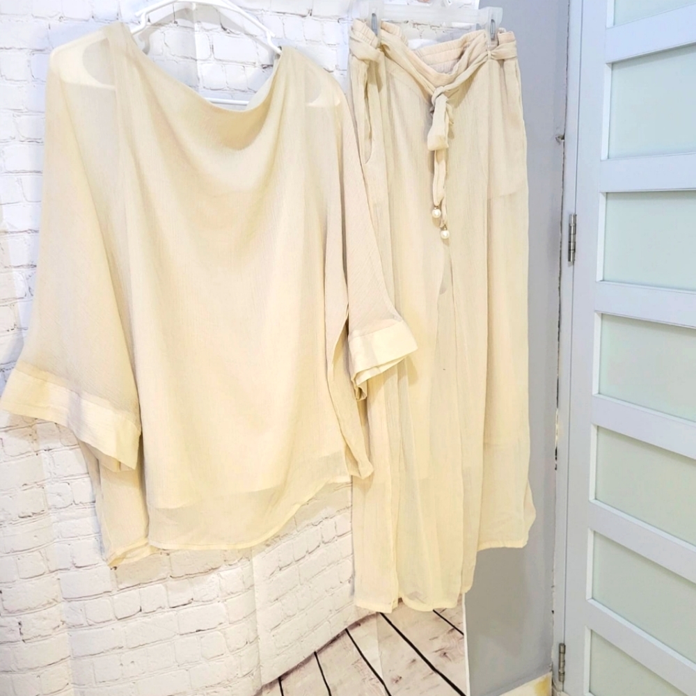 Millenium Cream Tunic and Palazzo Set